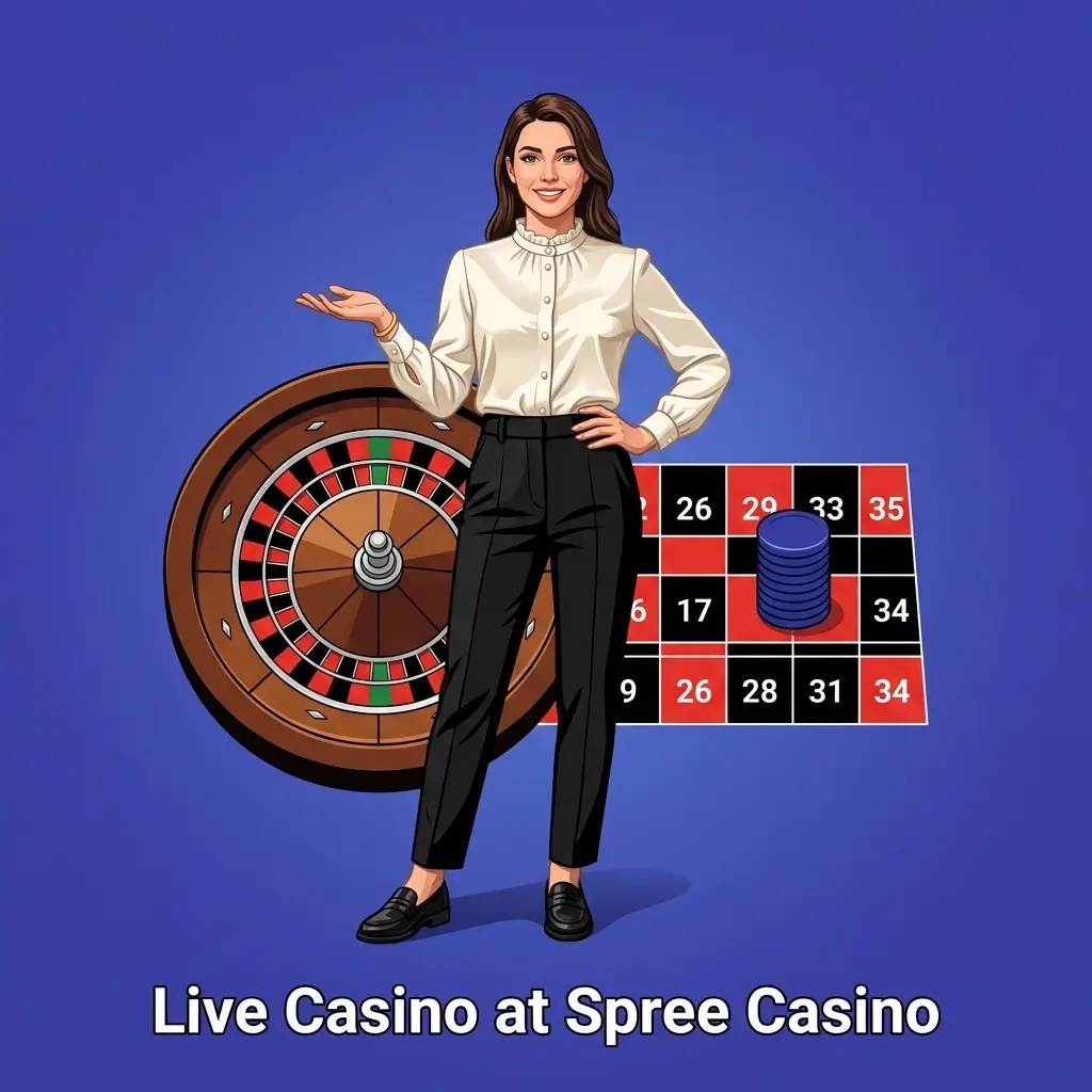 Live dealer table games at Spree Casino including blackjack, roulette, baccarat, and live game shows streamed from pro studios