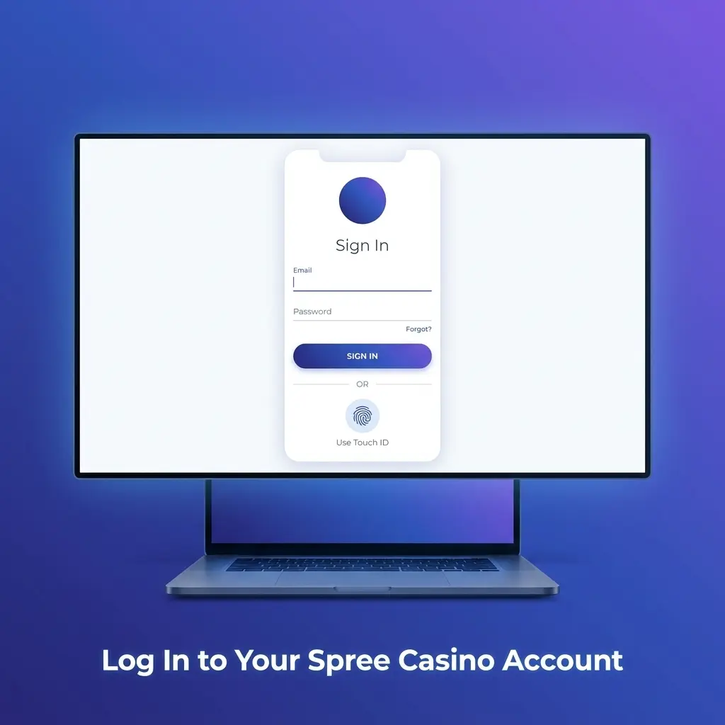 Spree Casino login page showing step-by-step account access instructions for returning players to manage balances and bonuses
