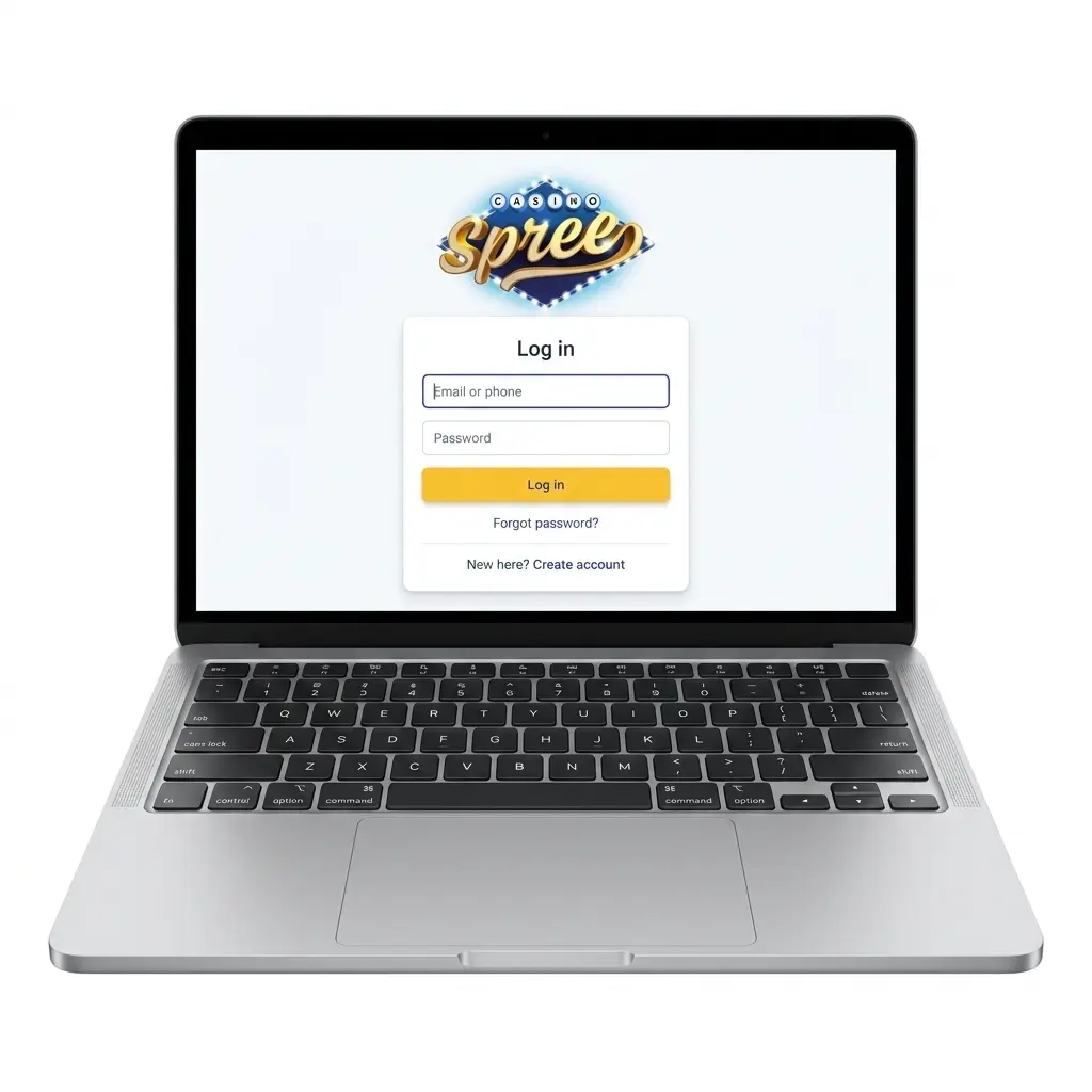 Spree Casino login page on desktop and mobile showing secure sign-in form with email and password fields