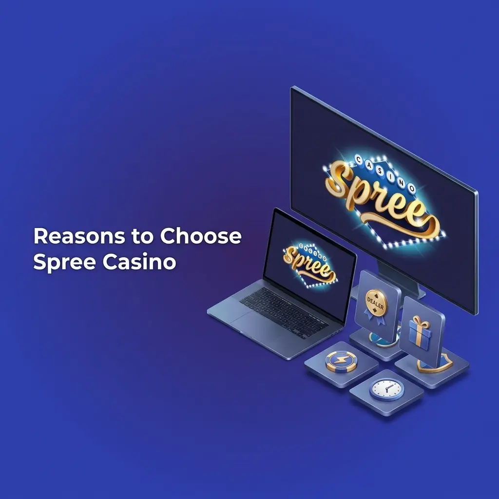 Spree Casino features including sweepstakes legality, 500+ games, Apple Pay support, and cross-device sync for US players