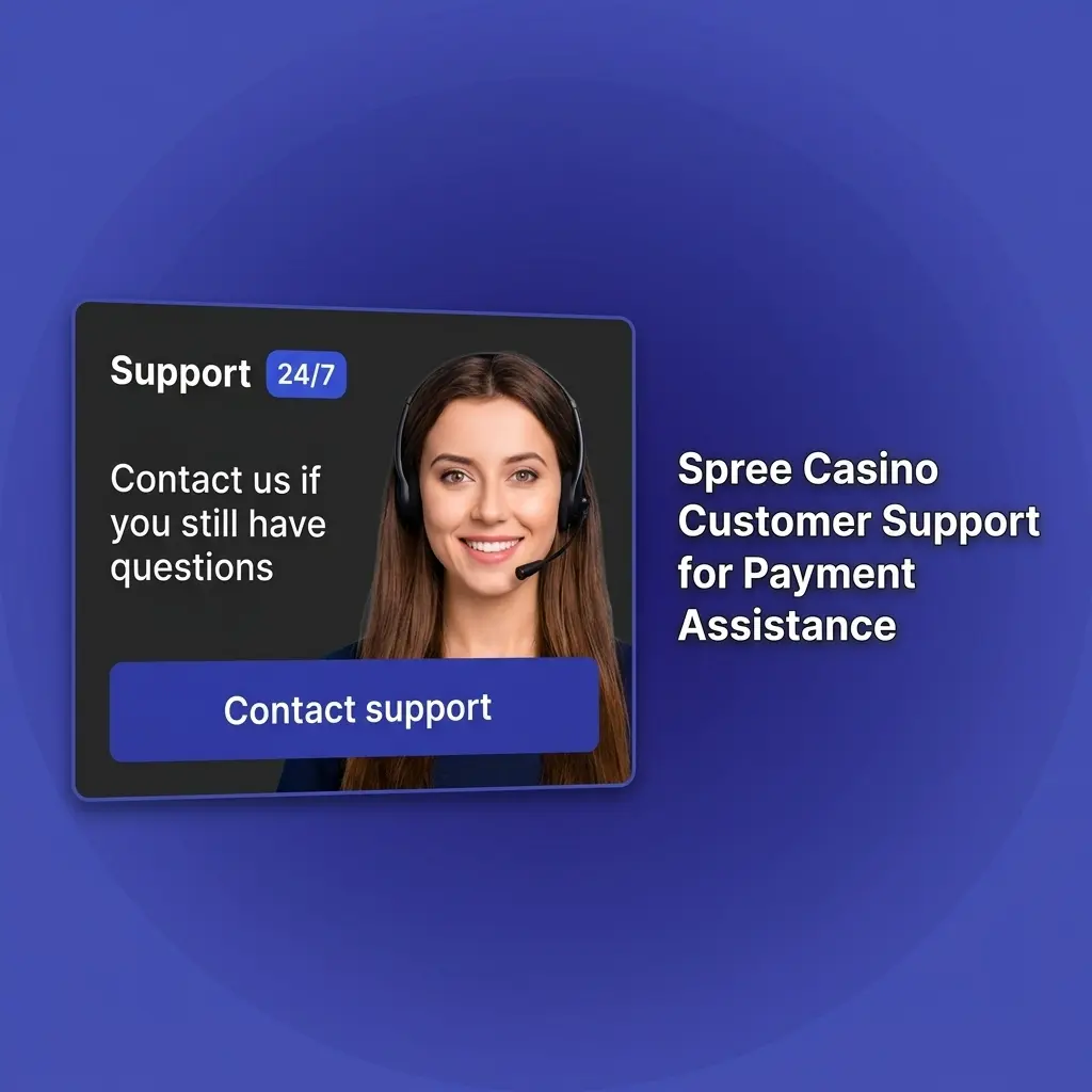 Spree Casino customer support options including live chat, email, and help center for US players needing payment assistance