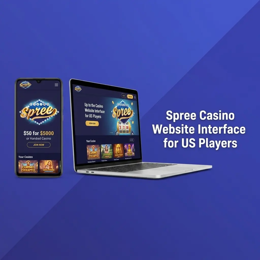 Spree Casino website interface showing top navigation bar with Slots, Live Casino, Promotions, and account wallet for US players